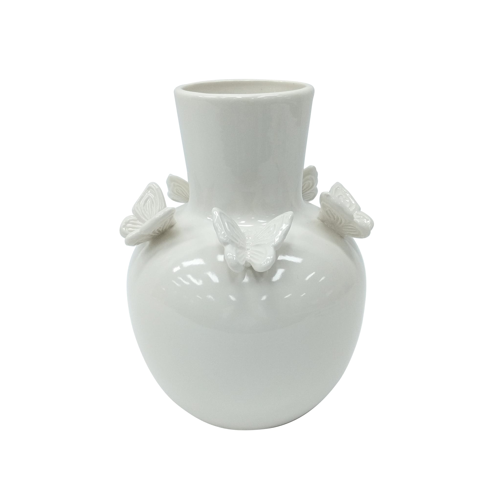 8.5" White Ceramic Butterfly Vase by Ashland®